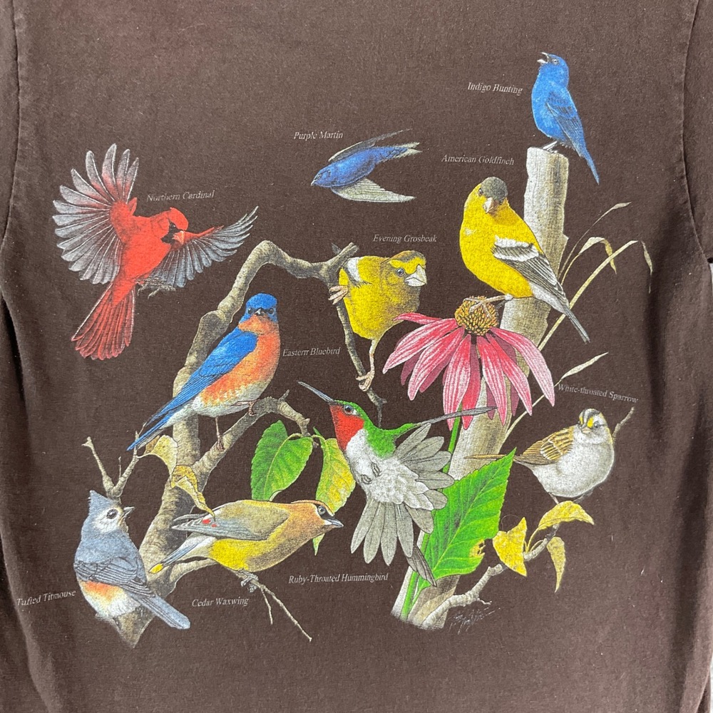 Gildan Bird Graphic T-Shirt Women S Brown Wild Cotton Nature Wildlife Tee - Picture 2 of 7